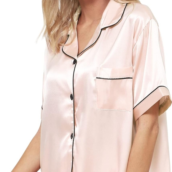 ⭐ Blush/Tan Girls Silky pajamas 12-16⭐ - Picture 2 of 5